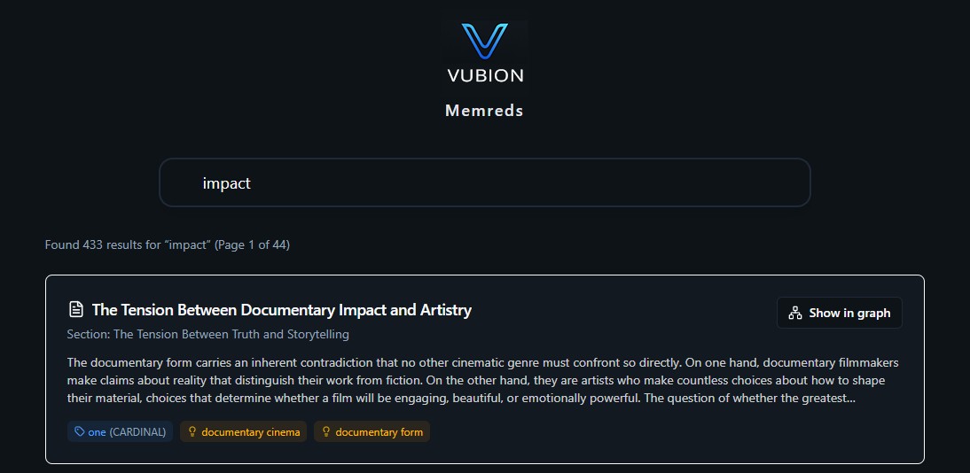 Vubion Memreds Document Graph